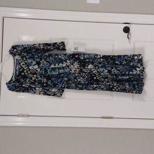 NEW Nina Leonard Midi Dress Black/Teal size Large